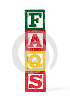 FAQS - Alphabet Baby Blocks on white