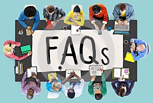 FAQS Frequently Asked Questions Information Concept