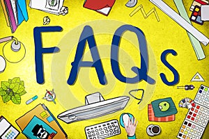 FAQS Frequently Asked Questions Information Concept