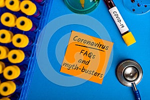 FAQs and myth-busters for Covid-19 - Coronavirus pneumonia. What you need to know. Quarantine and pandemic concept photo