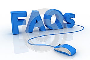 FAQs text with computer mouse