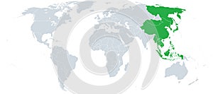 Far East political map of the easternmost portion of the Asian continent