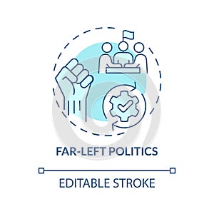 Far-left politics soft blue concept icon