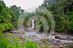 Far side view of Bali Waterfall, Bali Waterfall, Bali Waterfall in jungle, Bali waterfall photo