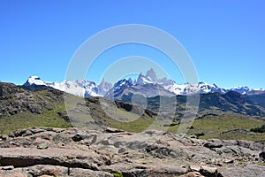 Far view of the Fitz Roy peak, in Los Glaciares National Park, El ChaltÃ©n, Argentina