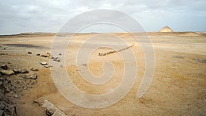 Far view Red Pyramid from Bent pyramid showing landmark architecture on desert landscape