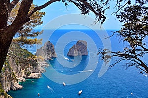 Capri island Faraglioni cliffs, Italy, Europe