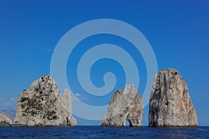 Faraglioni rocks at Capri island, Mediterranean Sea, Italy