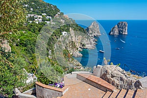 Faraglioni rocks viewed from Giardini di Augusto gardens at Ital