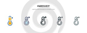 Farenheit icon in different style vector illustration. two colored and black farenheit vector icons designed in filled, outline, photo