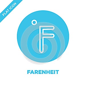 farenheit icon vector from weather collection. Thin line farenheit outline icon vector  illustration. Linear symbol for use on web photo