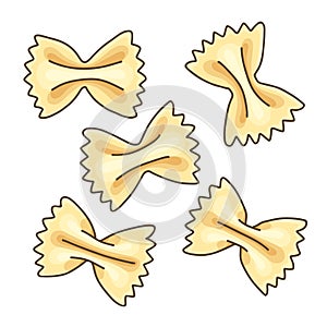 Farfalle illustration. Vector bow-tie pasta.