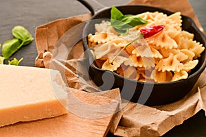 Farfalle with parmesan cheese