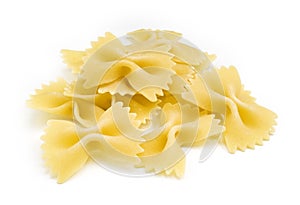 Farfalle pasta on white