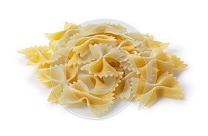 Farfalle placed on a white background