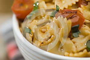 Farfalle and wine