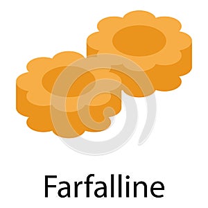 Farfalline pasta icon, isometric style