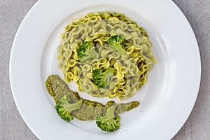 Farfalline pasta with pesto and brocoli