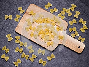 Farfelle on the cutting board