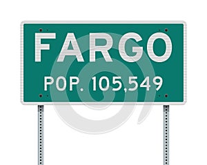 Fargo green road sign photo