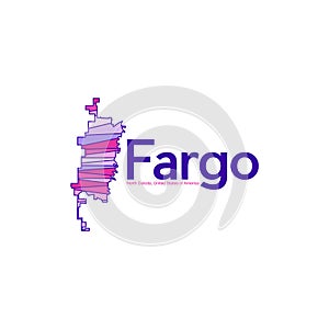 Fargo North Dakota City Map Geometric Logo