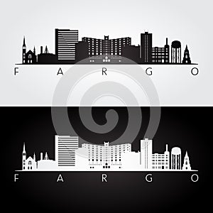 Fargo usa skyline and landmarks silhouette photo