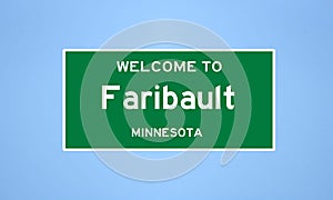 Faribault, Minnesota city limit sign. Town sign from the USA.
