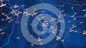 Faridabad map big data visualization. Futuristic map infographic of city in India. Visual map data complexity in modern