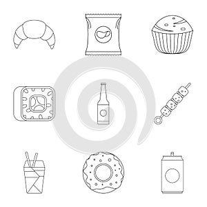 Farinaceous icons set, outline style