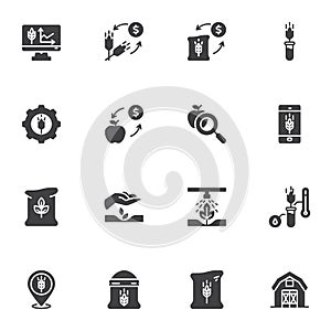 Farm agriculture business vector icons set