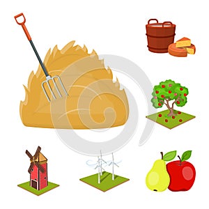 Farm and agriculture cartoon icons in set collection for design. Garden and plants isometric vector symbol stock web