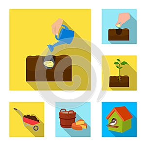 Farm and agriculture flat icons in set collection for design. Garden and plants isometric vector symbol stock web