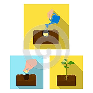 Farm and agriculture flat icons in set collection for design. Garden and plants isometric vector symbol stock web