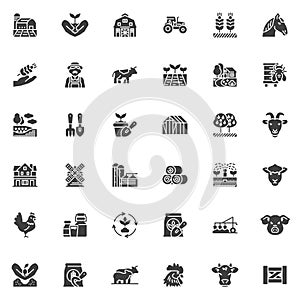 Farm and agriculture vector icons set