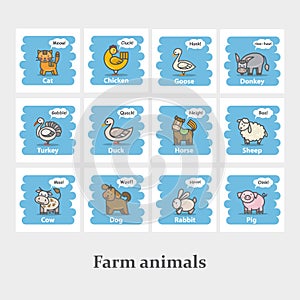 Farm animal icon set illustration.