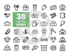 Farm animal icons vector set