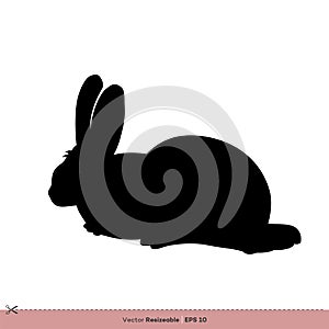 Farm Animal - Rabbit Silhouette Vector Logo Template Illustration Design