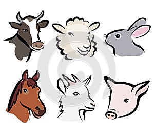 Farm animal set of symbols
