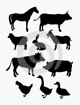 Farm animal silhouettes vector