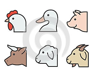 Farm animal vector illustration, filled style editable stroke icon