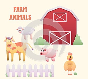 Farm Animals Barnyard Set