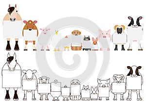 Farm animals with board border set