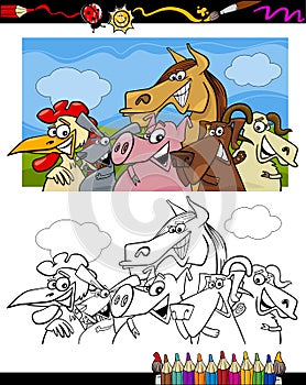 Farm animals cartoon for coloring book