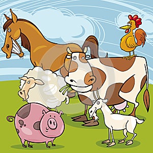 Farm animals cartoon group