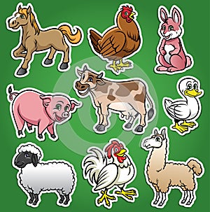 Farm animals cartoon set