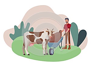 Farm, animals and farmer cartoon