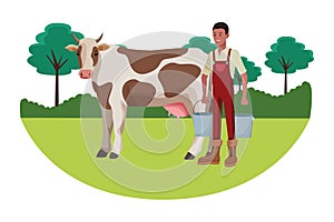 Farm, animals and farmer cartoon