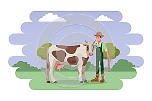 Farm, animals and farmer cartoon