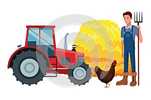 Farm, animals and farmer cartoon