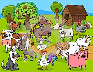 Farm animals group cartoon